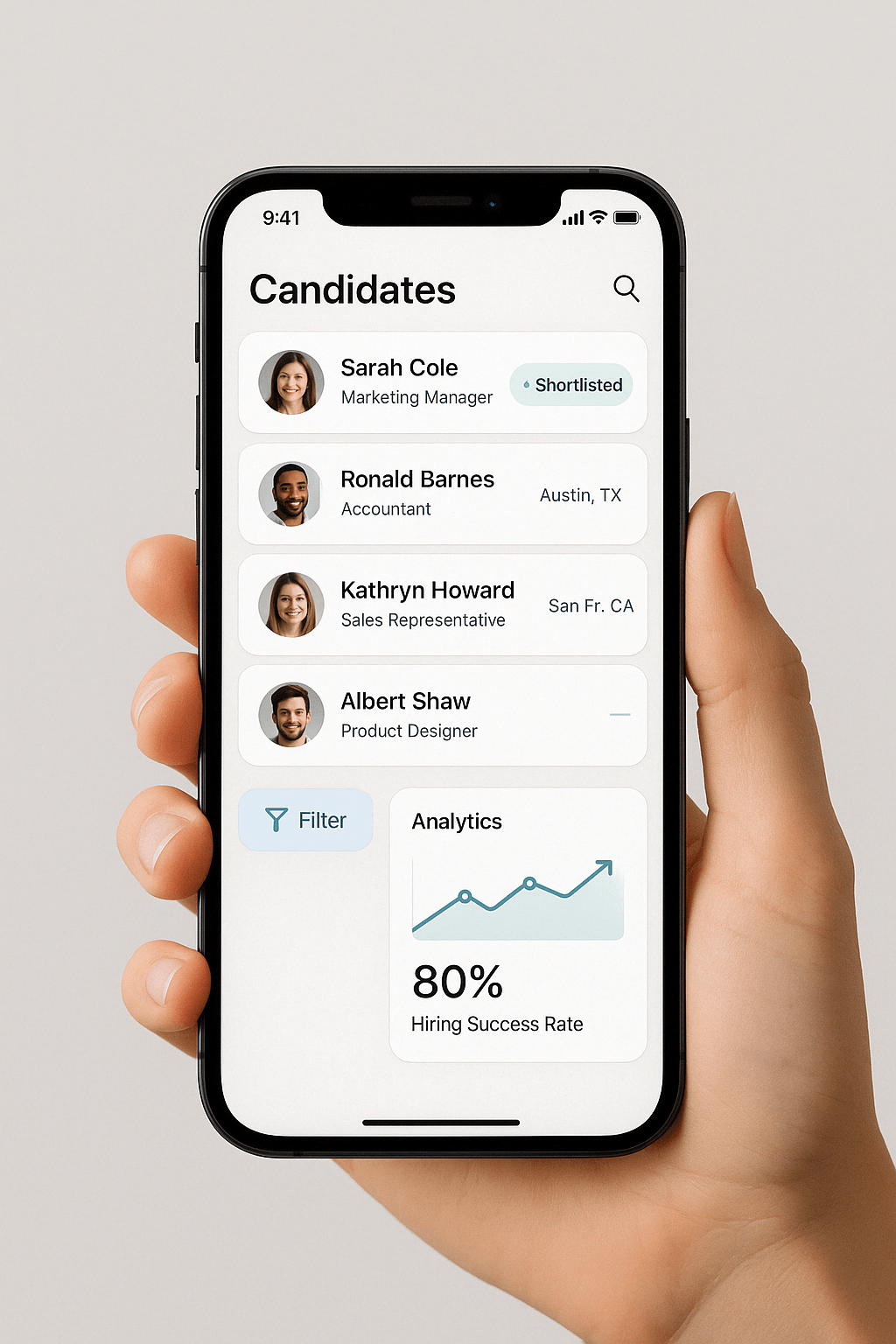 Candidate management app on mobile device