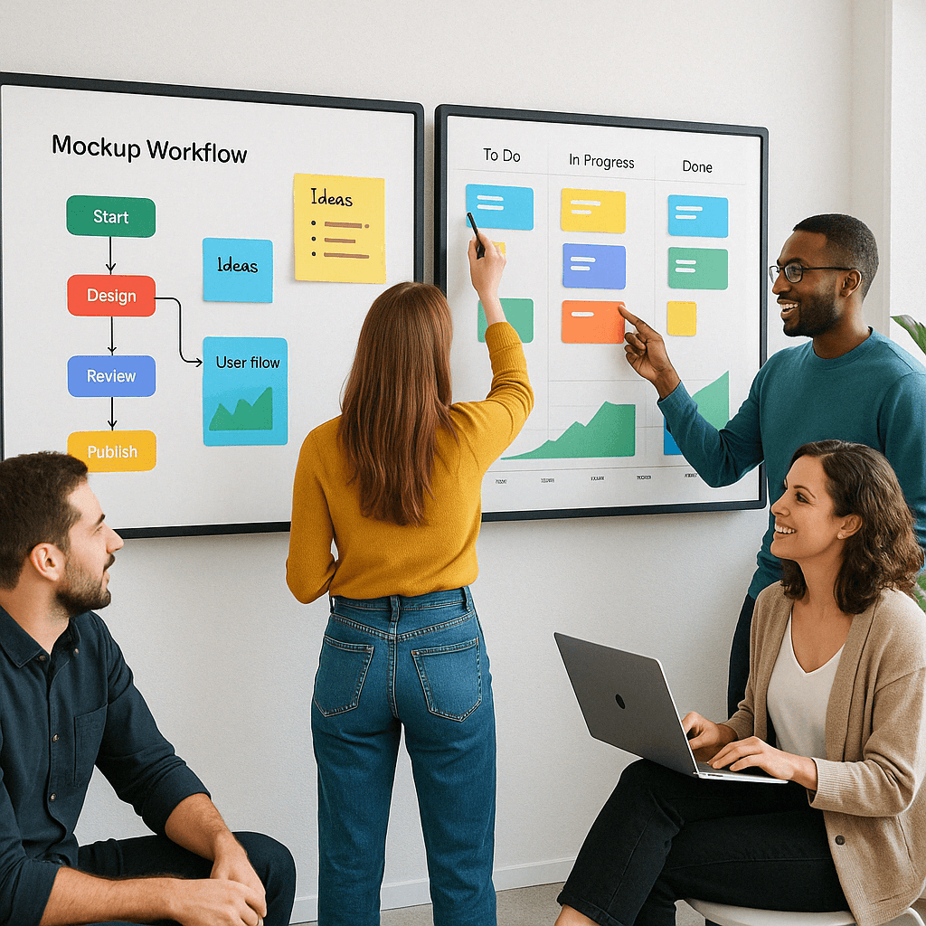 Team collaborating in a modern office